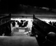American troops land at Normandy, France, under heavy machine gund fire, June 6, 1944.  (US Army/National Archives)
