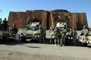 Soldiers of the First Brigade Combat Team, 34th Infantry Division, at the Ziggurat of Ur, near Nasiriya, Iraq, January 2007.