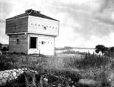 Abandoned Fort Ripley, about 1895.  The southeast blockhouse stands as a lonely sentinel on the river.