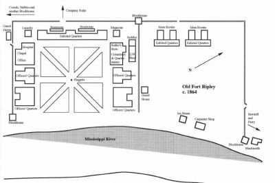 Ft Ripley's layout in 1864 showing placement of the stockade fence built two years earlier as a defense against attack.