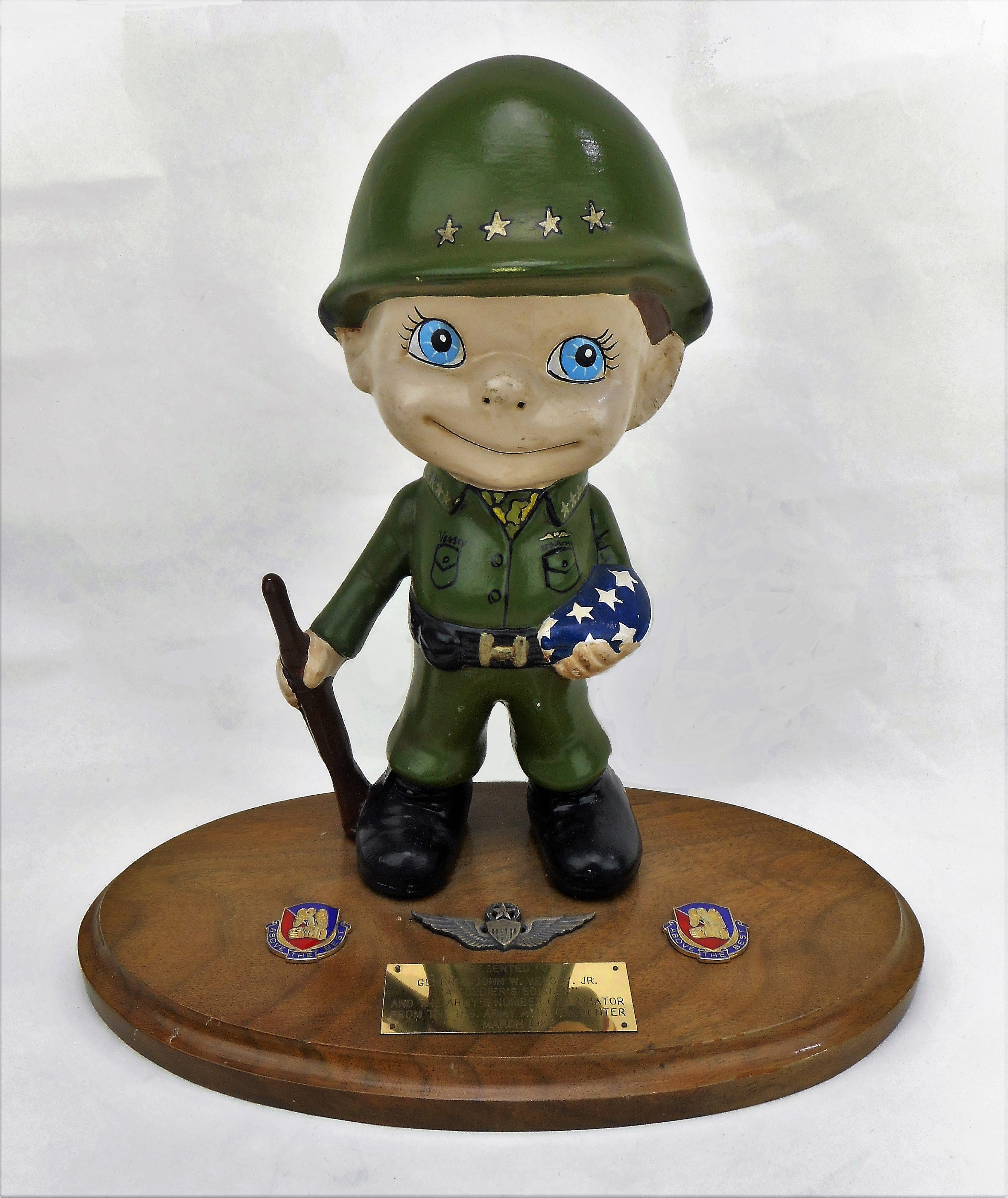John Vessey figurine from Army Aviation Center, 25 March 1982